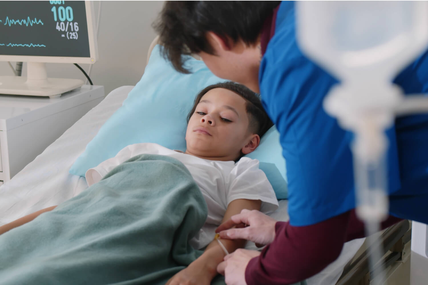 child taking IV drips